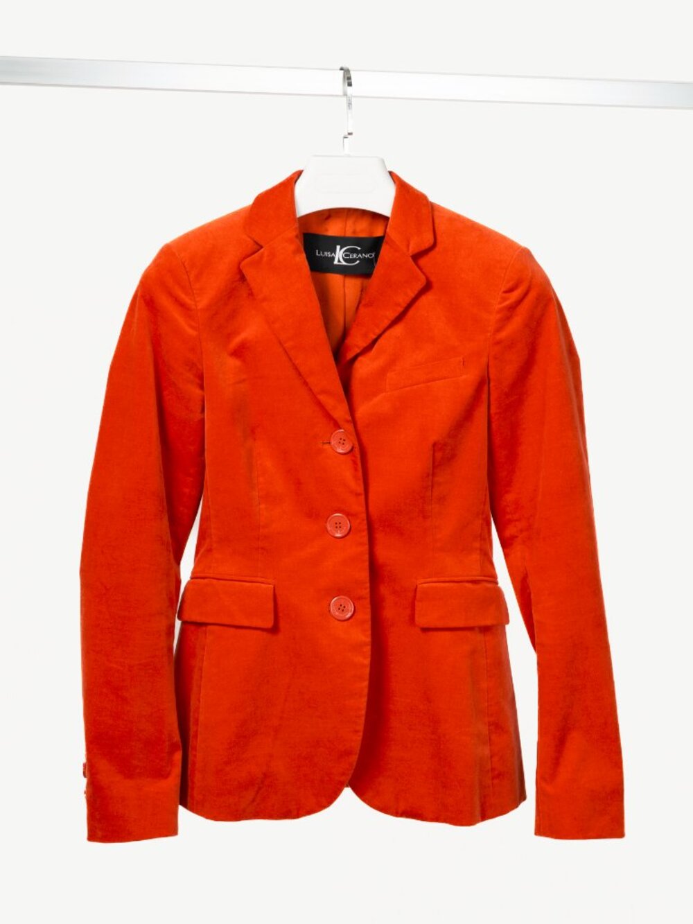 Luisa Cerano Orange Cotton-Velvet Buttoned Blazer
